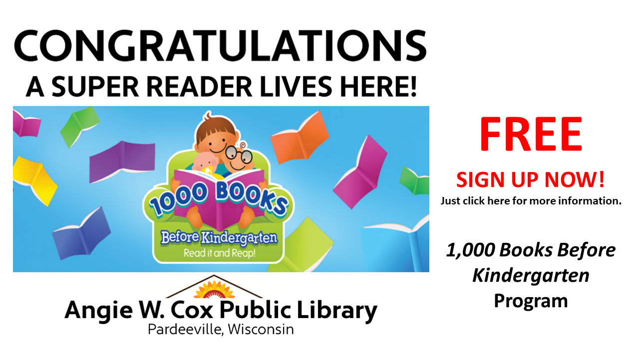 1000 Books Before Kindergarten chair with three young readers reading.