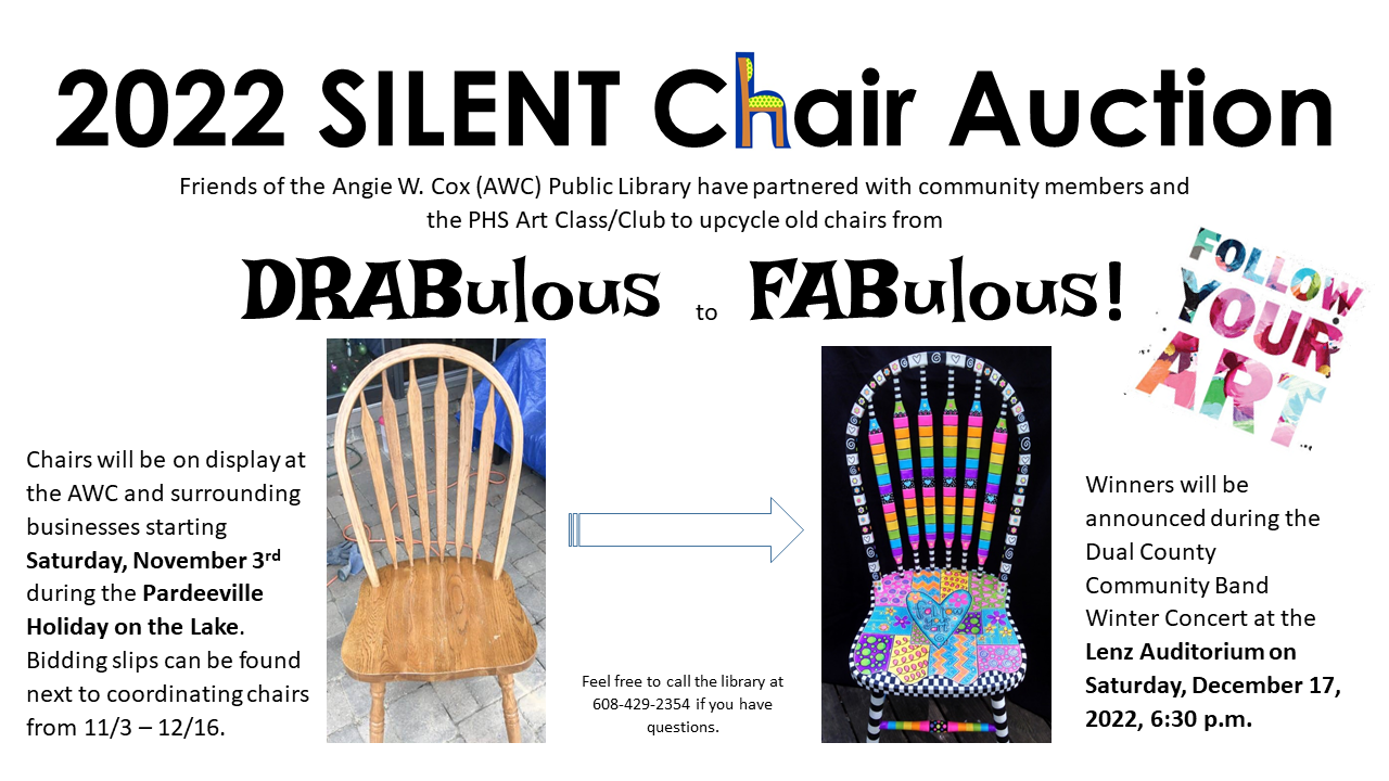This is information on the chair auction at the library.