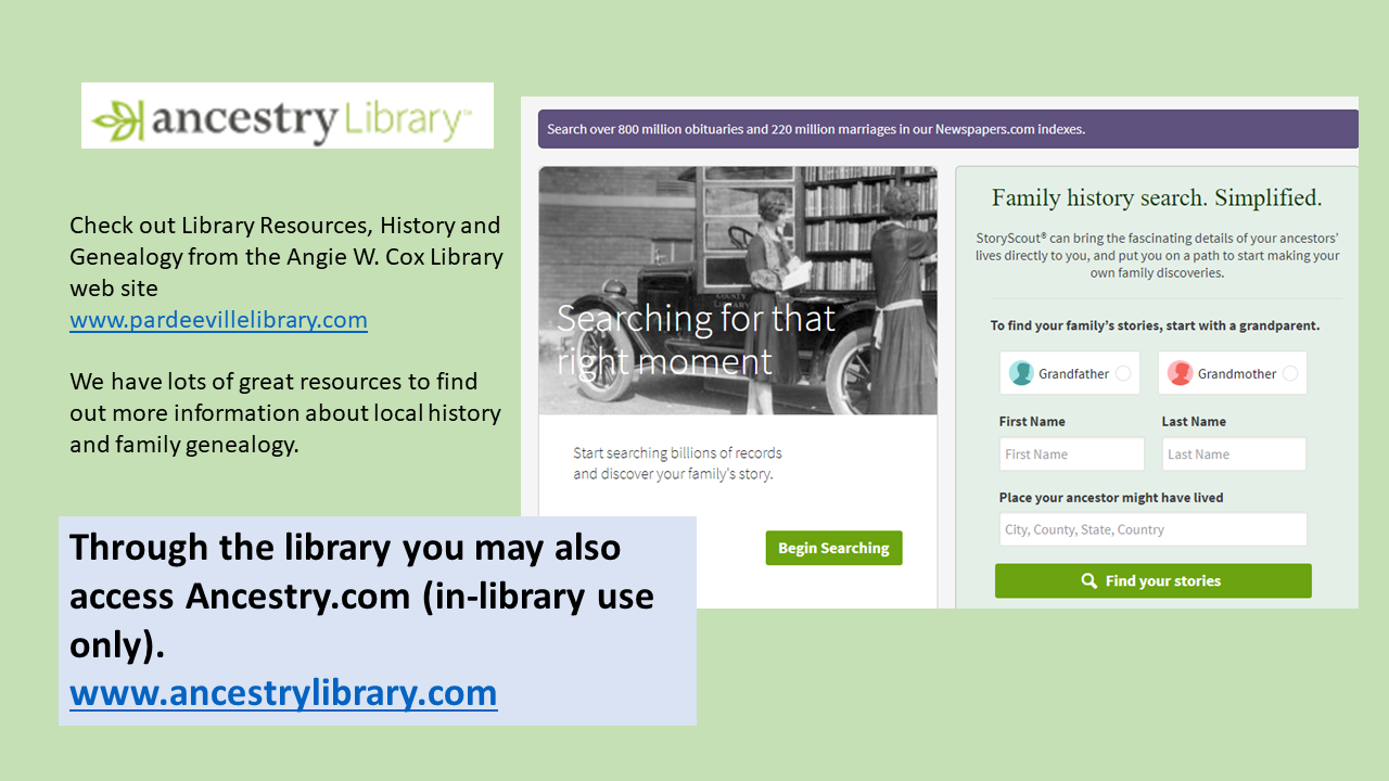 Information about access to ancestry library