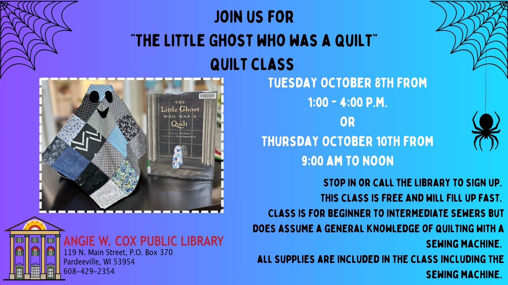 Slide describing the upcoming quilt class