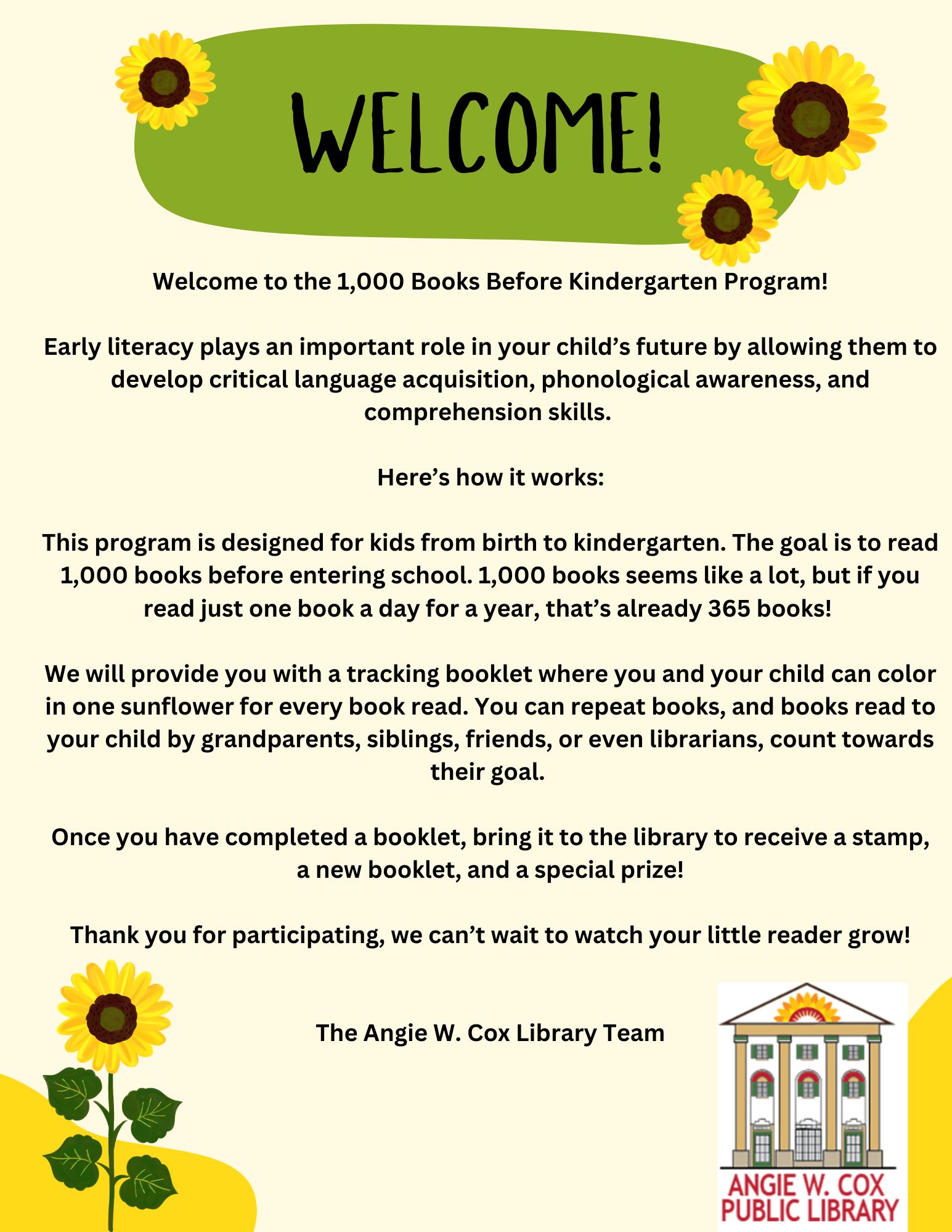 1000 Books before kindergarten information