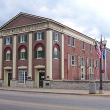 looking W at the library, 119 N Main St.