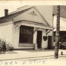 dated 1926 looking NW the building that stood at 121 N Main St., "Times Office," "The Pardeeville Times"